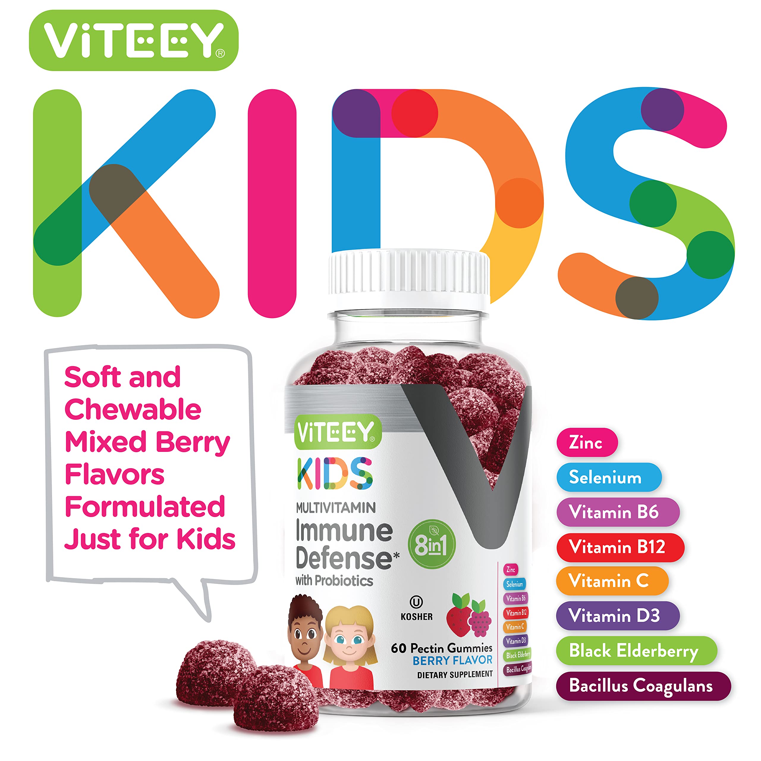 Foto 3 pulgar | Gomitas Viteey 8 En 1 Para Apoyar La Salud Inmunológica Supplements, 60 Unidades - Venta Internacional.