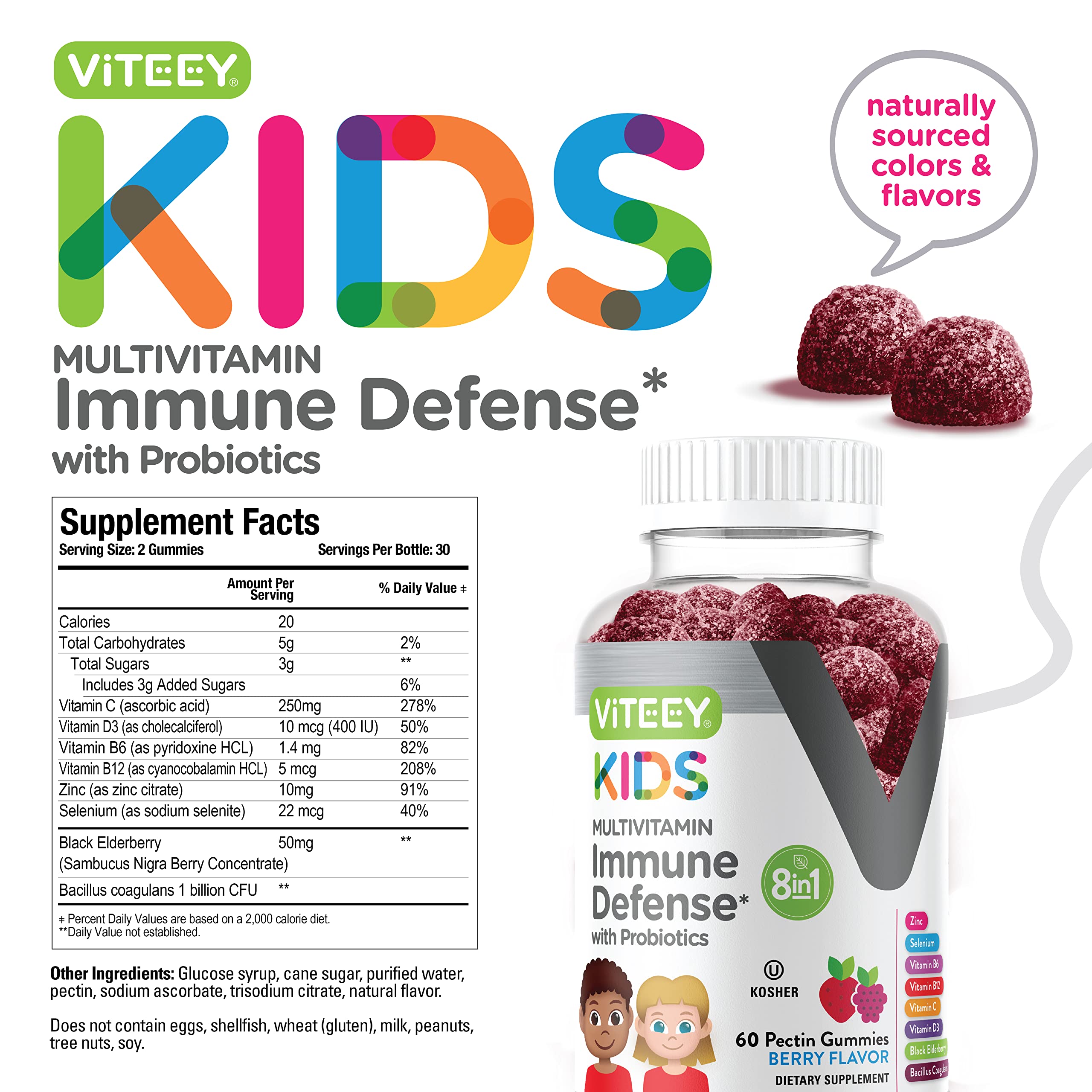Foto 5 pulgar | Gomitas Viteey 8 En 1 Para Apoyar La Salud Inmunológica Supplements, 60 Unidades - Venta Internacional.