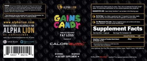Foto 4 pulgar | Suplementos Alpha Lion Gains Candy Caloriburn  60 Cápsulas - Venta Internacional.
