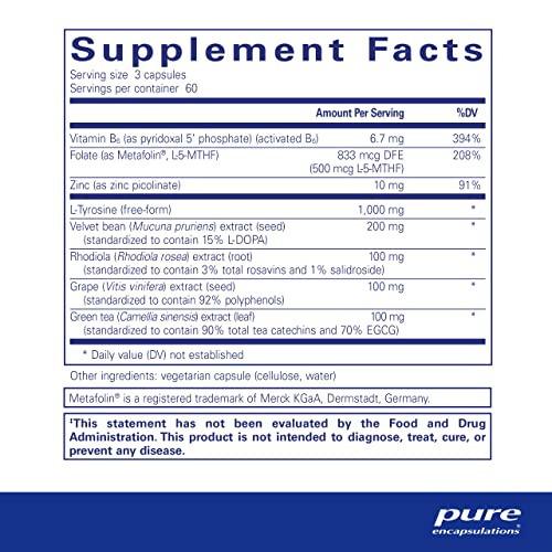 Foto 3 pulgar | Suplemento Pure Encapsulations Dopaplus 180 Cápsulas - Venta Internacional.