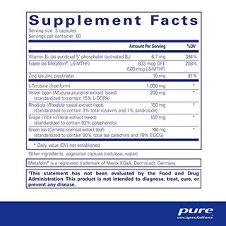 Foto 2 | Suplemento Pure Encapsulations Dopaplus 180 Cápsulas - Venta Internacional.
