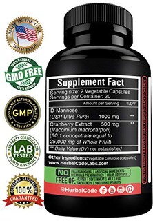 Foto 2 | Suplemento De D-manosa Hcl Herbal Code Labs Con Arándano 1500 Mg - Venta Internacional.