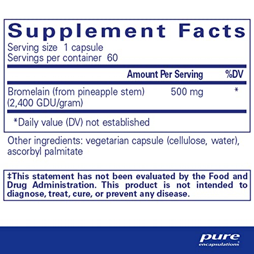 Foto 3 pulgar | Suplemento Pure Encapsulations Bromelain 2400 500 Mg 60 Cápsulas - Venta Internacional.