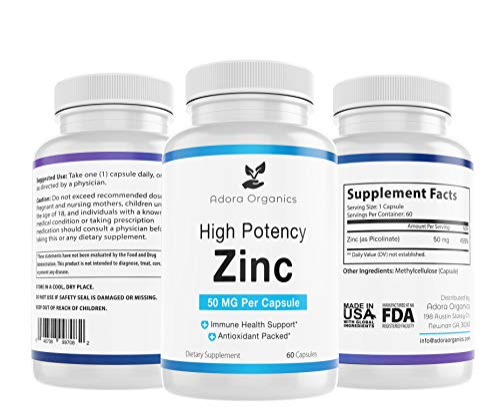 Foto 3 pulgar | Suplemento Adora Organics Zinc De Alta Potencia 50 Mg 60 Cápsulas - Venta Internacional.