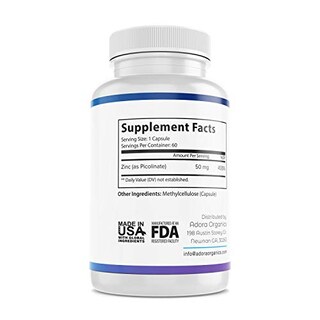 Foto 3 | Suplemento Adora Organics Zinc De Alta Potencia 50 Mg 60 Cápsulas - Venta Internacional.