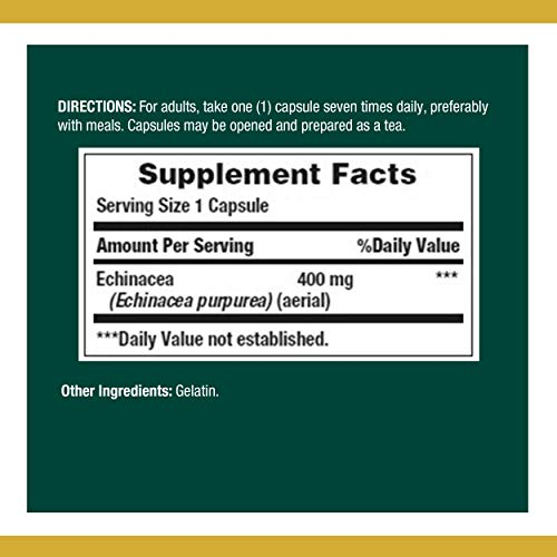 Foto 3 pulgar | Suplemento Nature's Bounty Echinacea 400 Mg 100 Cápsulas - Venta Internacional.
