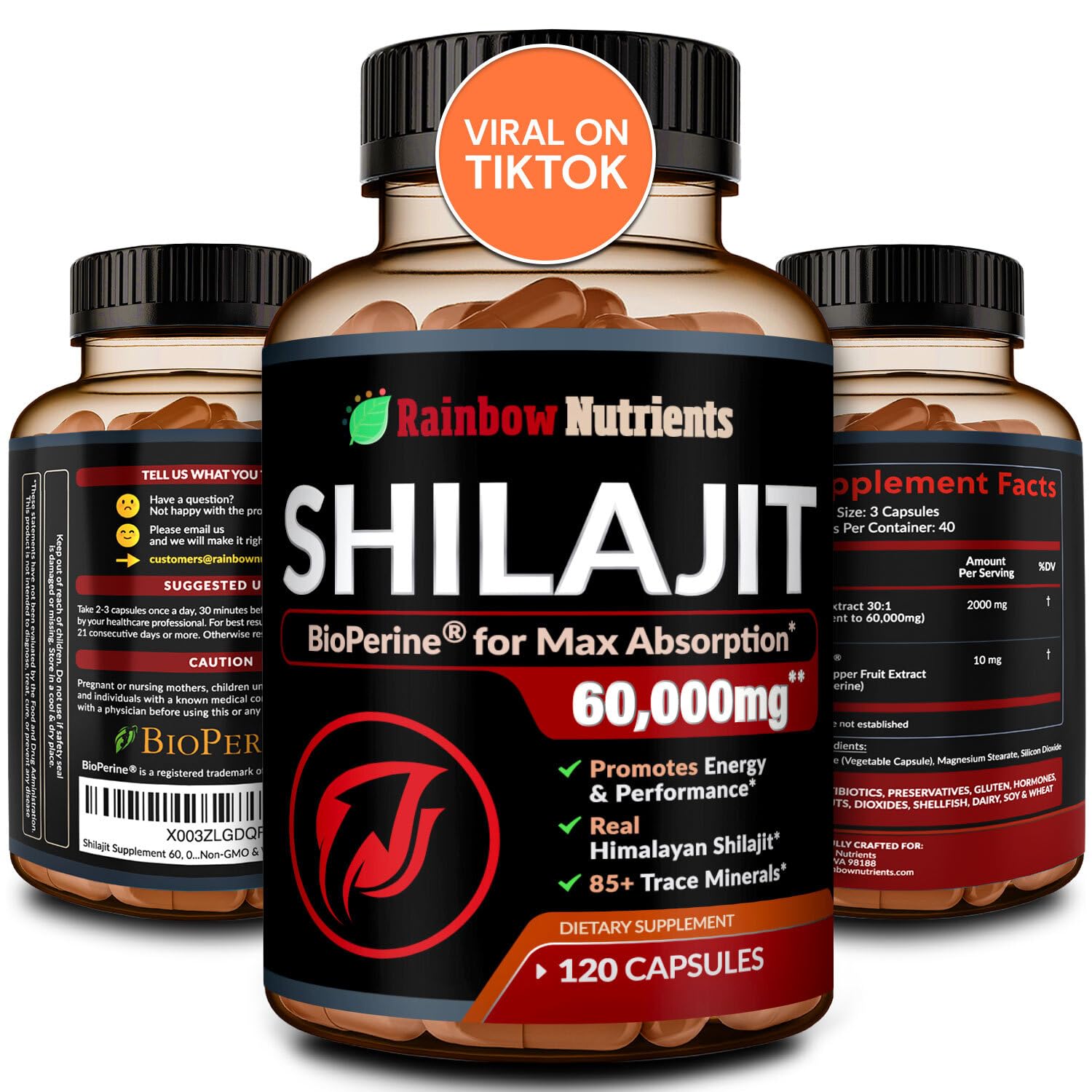 Suplemento Rainbow Nutrients Pure Himalayan Shilajit 120 Píldoras - Venta Internacional.