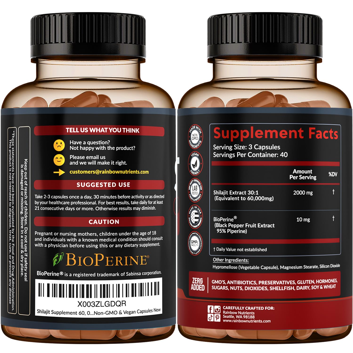 Foto 8 pulgar | Suplemento Rainbow Nutrients Pure Himalayan Shilajit 120 Píldoras - Venta Internacional.