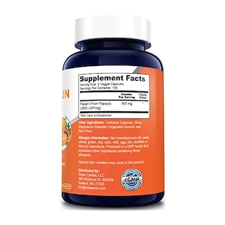 Foto 2 | Suplemento De Enzima Papaína De Papaya Nusapure 900 Mg 200 Cápsulas - Venta Internacional.