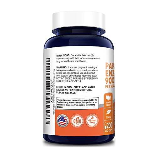 Foto 4 pulgar | Suplemento De Enzima Papaína De Papaya Nusapure 900 Mg 200 Cápsulas - Venta Internacional.