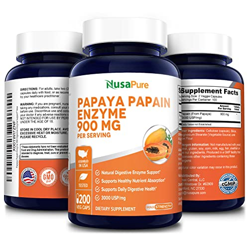 Foto 5 pulgar | Suplemento De Enzima Papaína De Papaya Nusapure 900 Mg 200 Cápsulas - Venta Internacional.