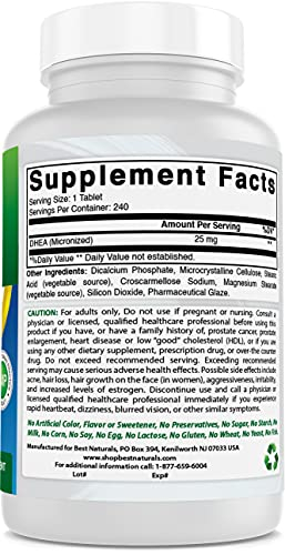 Foto 6 pulgar | Suplemento Best Naturals Dhea 25 Mg 240 Tabletas Para Hombres Y Mujeres - Venta Internacional.