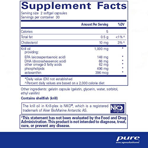 Foto 3 pulgar | Cápsula De Gelatina Blanda Supplement Pure Encapsulations Krill-plex 60 - Venta Internacional.
