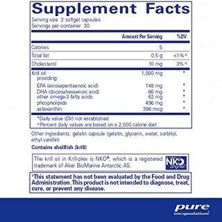 Foto 2 | Cápsula De Gelatina Blanda Supplement Pure Encapsulations Krill-plex 60 - Venta Internacional.