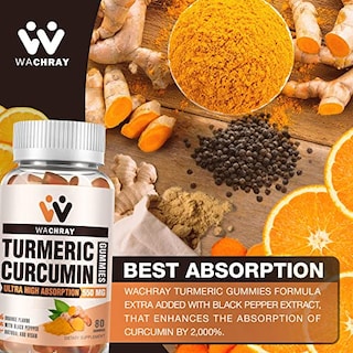 Foto 3 | Suplementos: Gomitas De Cúrcuma Y Curcumina Wachray Con Jengibre Y Bl - Venta Internacional.