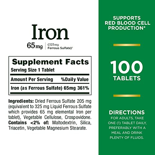 Foto 3 pulgar | Nature's Bounty Iron 65 Mg, 325 Mg De Sulfato Ferroso, Apoyo - Venta Internacional.