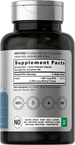 Foto 3 pulgar | Suplemento Horbäach De Folato De Metilo 1000 Mcg 200 Cápsulas - Venta Internacional.