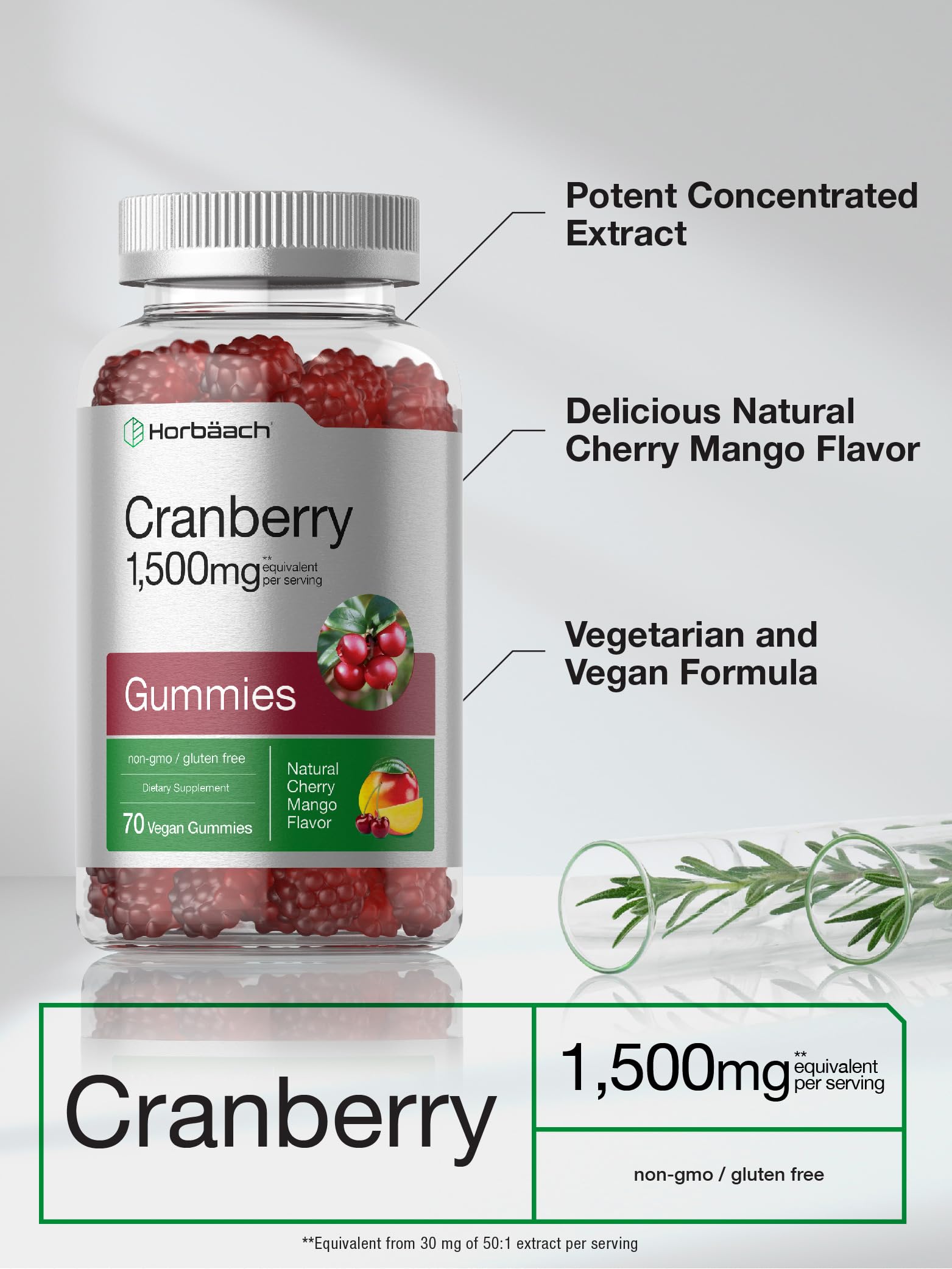Foto 4 pulgar | Gomitas De Arándanos Horbäach Veganas 500 Mg Con Sabor A Cereza Y Mango - Venta Internacional.