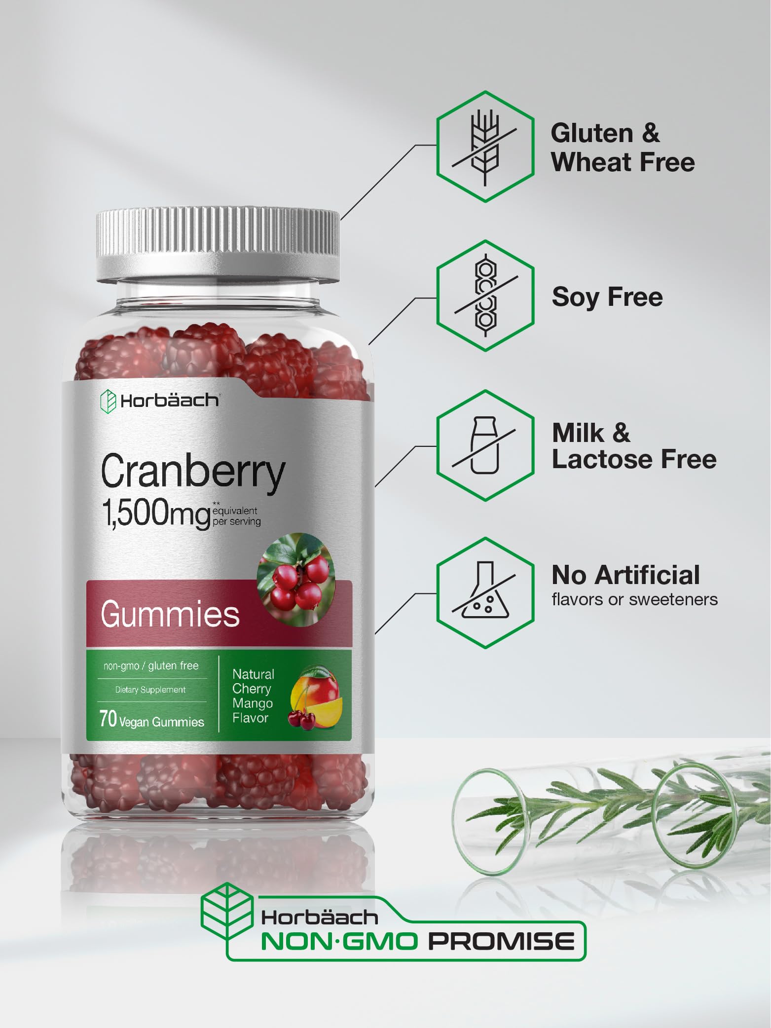 Foto 4 | Gomitas De Arándanos Horbäach Veganas 500 Mg Con Sabor A Cereza Y Mango - Venta Internacional.