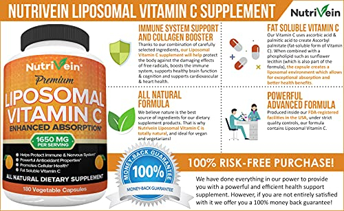 Foto 3 pulgar | Suplemento Nutrivein de Vitamina C Liposomal 1650 mg 180 Cápsulas - Venta Internacional