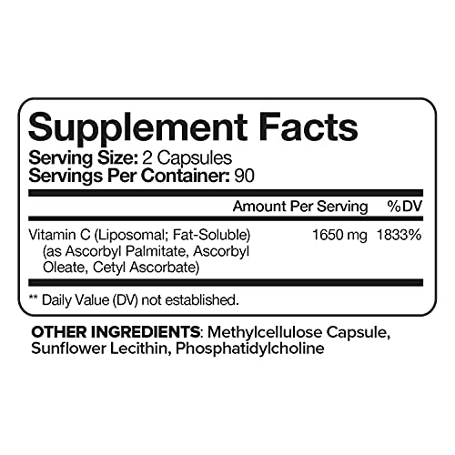 Foto 4 pulgar | Suplemento Nutrivein de Vitamina C Liposomal 1650 mg 180 Cápsulas - Venta Internacional