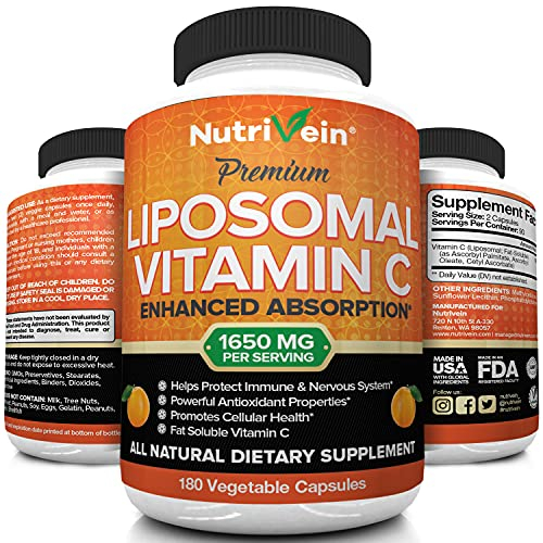 Foto 5 pulgar | Suplemento Nutrivein de Vitamina C Liposomal 1650 mg 180 Cápsulas - Venta Internacional