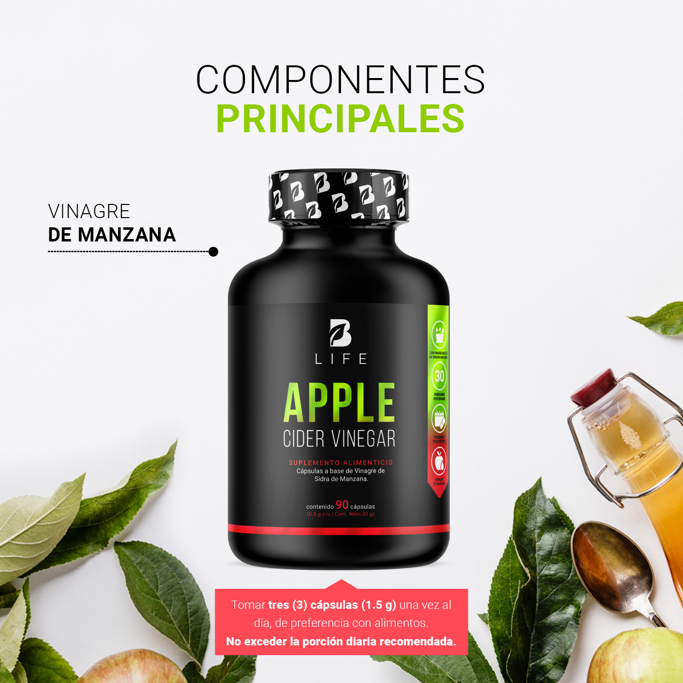 Foto 4 | Suplemento B Life B Apple de 90 Cápsulas
