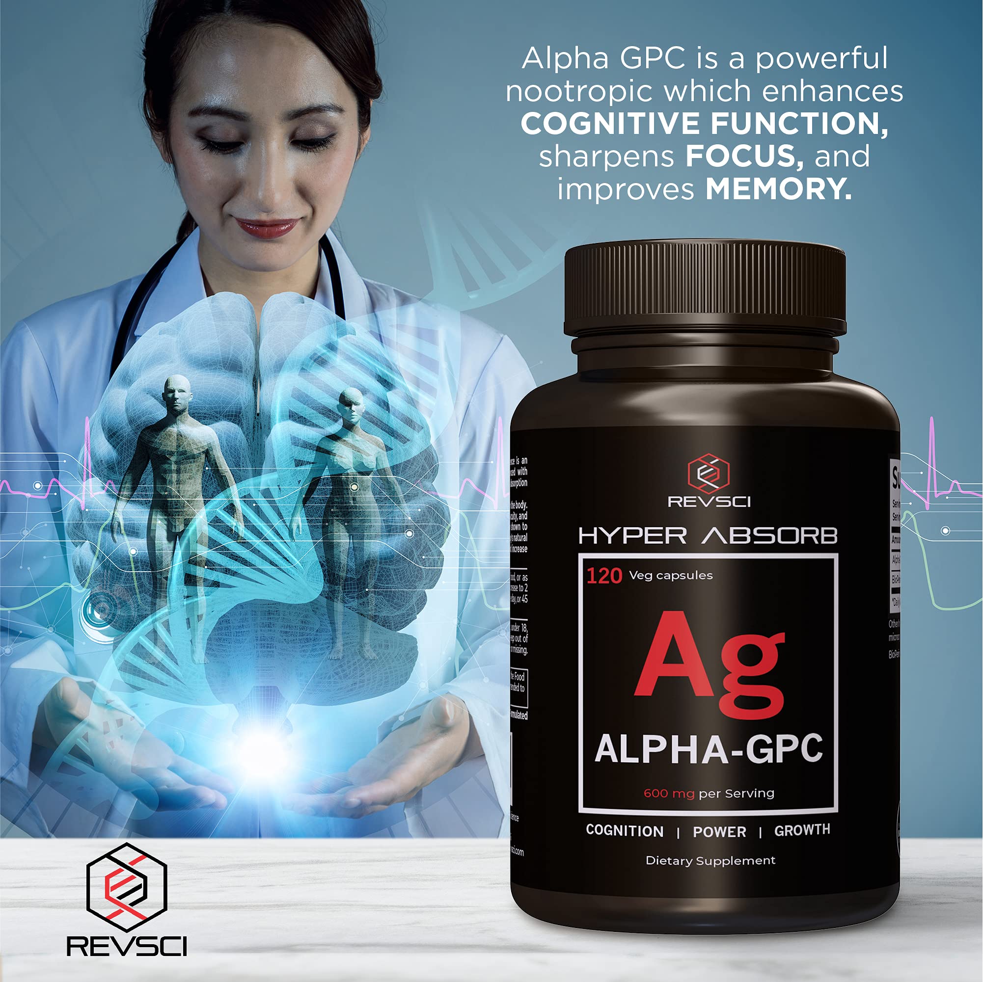 Foto 4 pulgar | Suplementos Revolution Science Alpha Gpc Choline 120 Cápsulas - Venta Internacional