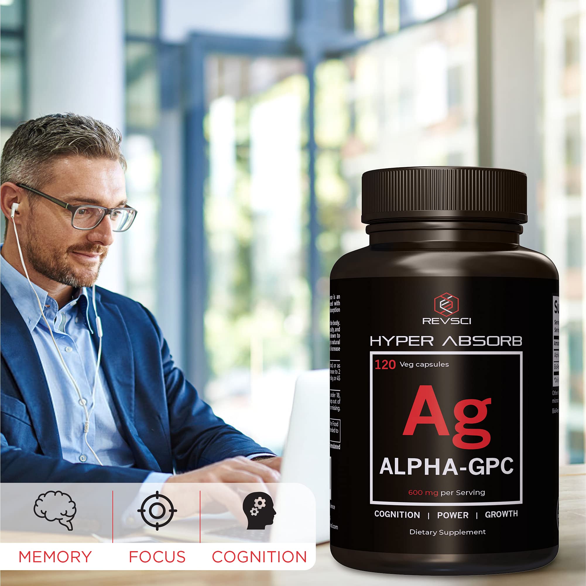 Foto 5 pulgar | Suplementos Revolution Science Alpha Gpc Choline 120 Cápsulas - Venta Internacional