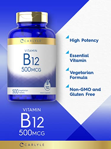 Foto 4 pulgar | Suplemento Carlyle de Vitamina B12 500 Mcg 500 Comprimidos - Venta Internacional