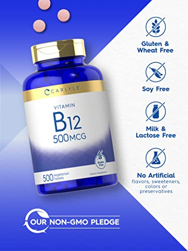 Foto 5 pulgar | Suplemento Carlyle de Vitamina B12 500 Mcg 500 Comprimidos - Venta Internacional