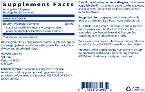 Foto 3 pulgar | Suplemento Klaire Labs Biodim 150 mg de Diindolilmetano 60 Cápsulas - Venta Internacional