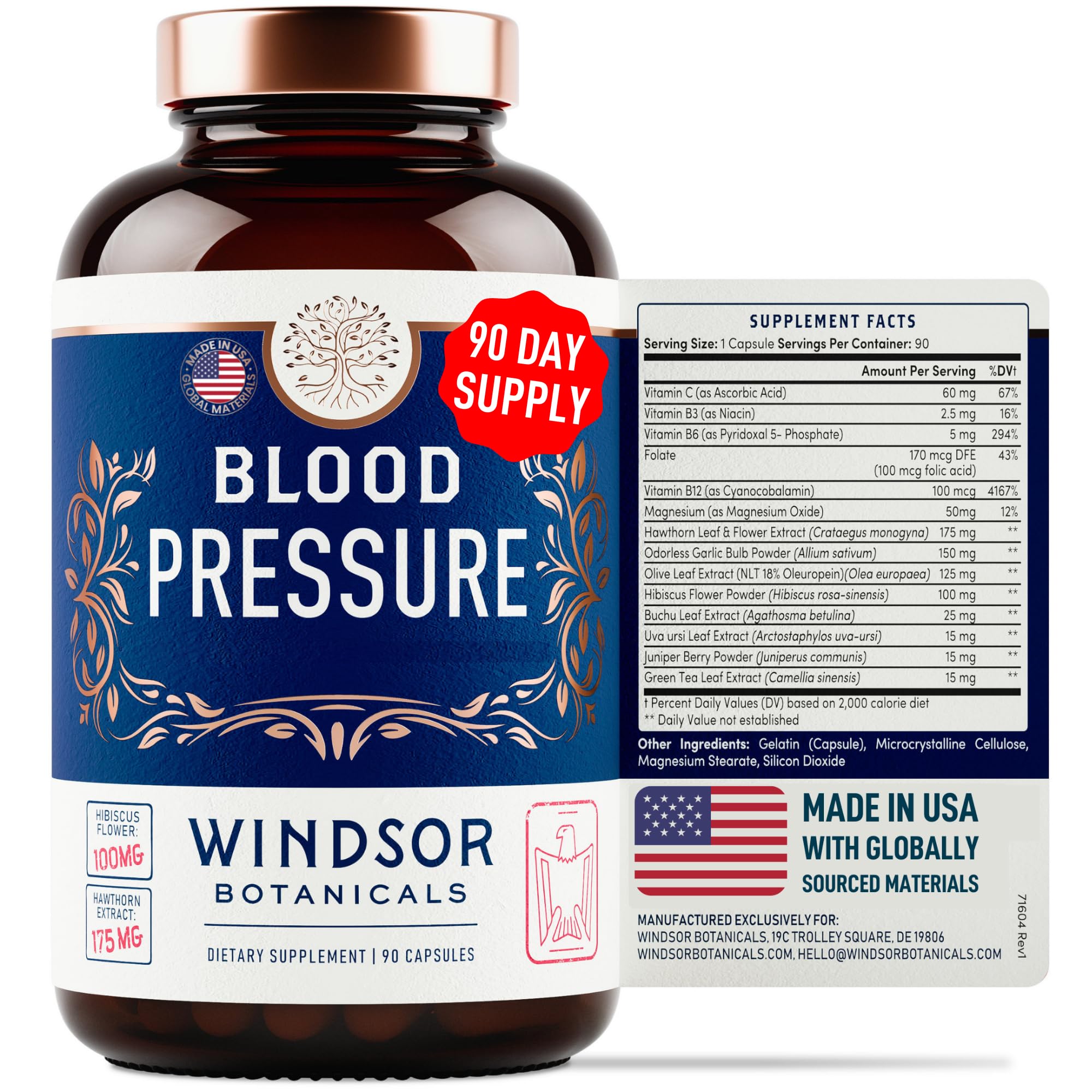 Foto 1 | Suplemento de Apoyo a la Presión Arterial Windsor Botanicals - Venta Internacional