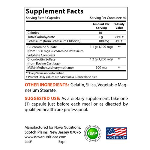 Foto 3 pulgar | Suplemento Glucosamina Condroitina MSM 2600m de Nova Nutritions - Venta Internacional