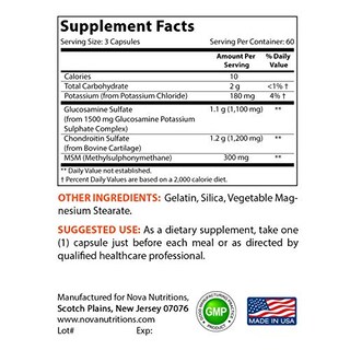 Foto 2 | Suplemento Glucosamina Condroitina MSM 2600m de Nova Nutritions - Venta Internacional