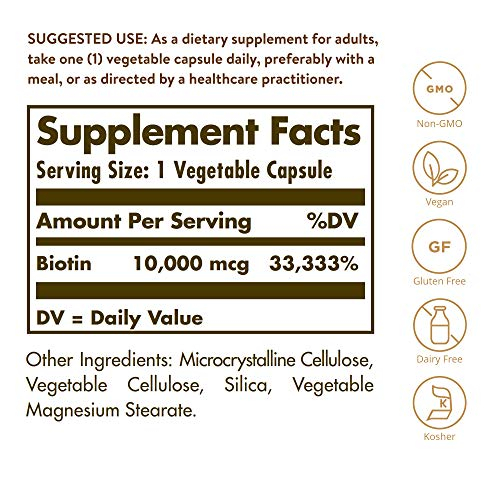 Foto 3 pulgar | Suplemento Solgar Cápsulas de Biotina 10, 000 mcg 60 Unidades - Venta Internacional