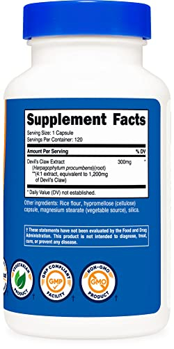 Foto 5 pulgar | Suplemento Nutricost Extracto de Garra del Diablo 1200 mg 120 Cápsulas - Venta Internacional