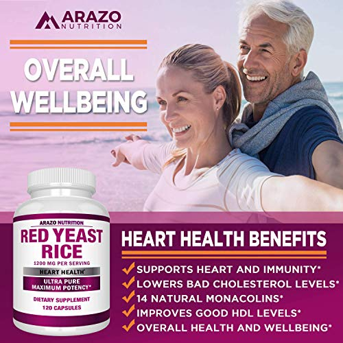 Foto 5 pulgar | Suplemento Arazo Nutrition: Extracto de Arroz de Levadura Roja 1200 mg 120 - Venta Internacional