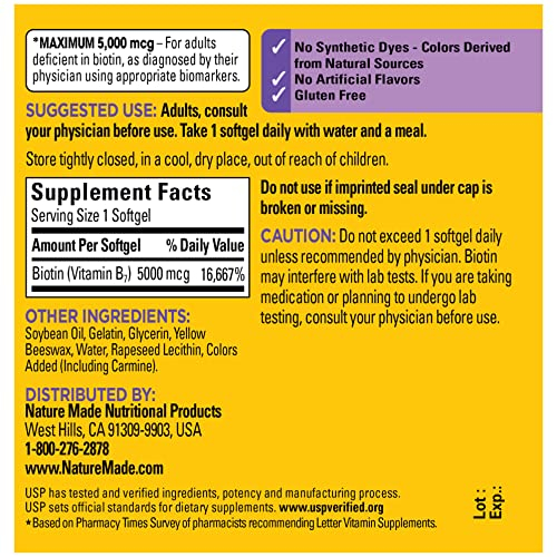 Foto 6 pulgar | Suplemento de Biotina Natural Nature Made 5000 mcg - Venta Internacional
