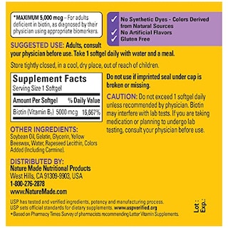 Foto 5 | Suplemento de Biotina Natural Nature Made 5000 mcg - Venta Internacional