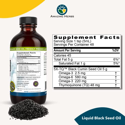 Foto 3 pulgar | Aceite De Semillas Negras Amazing Herbs Premium Prensado En Frío 240 ml - Venta Internacional