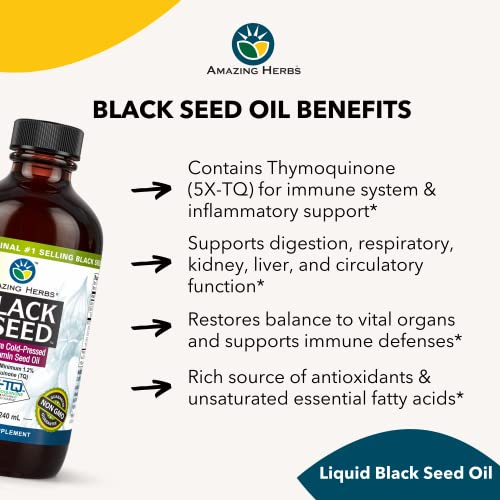 Foto 5 pulgar | Aceite De Semillas Negras Amazing Herbs Premium Prensado En Frío 240 ml - Venta Internacional