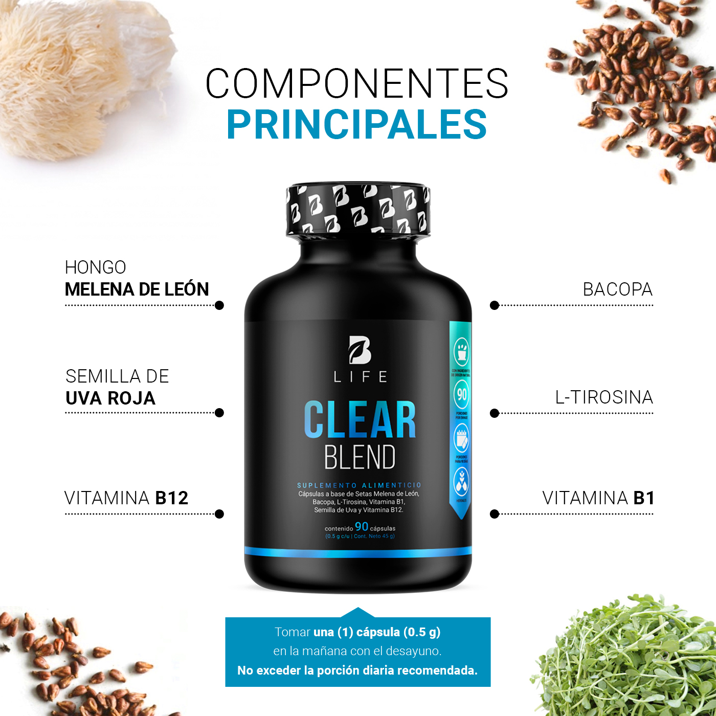 Foto 4 pulgar | Clear Blend B Life 90 Cápsulas