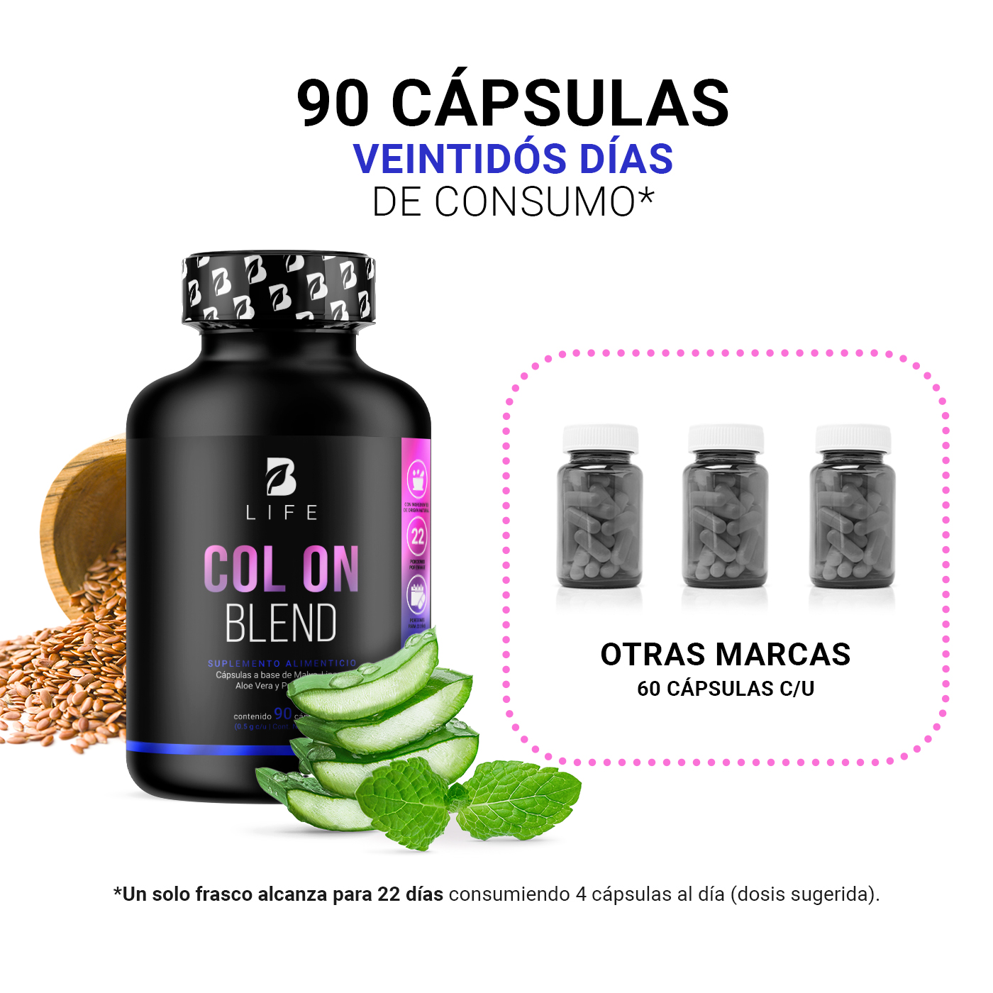 Foto 5 pulgar | Col On Blend B Life 90 Cápsulas