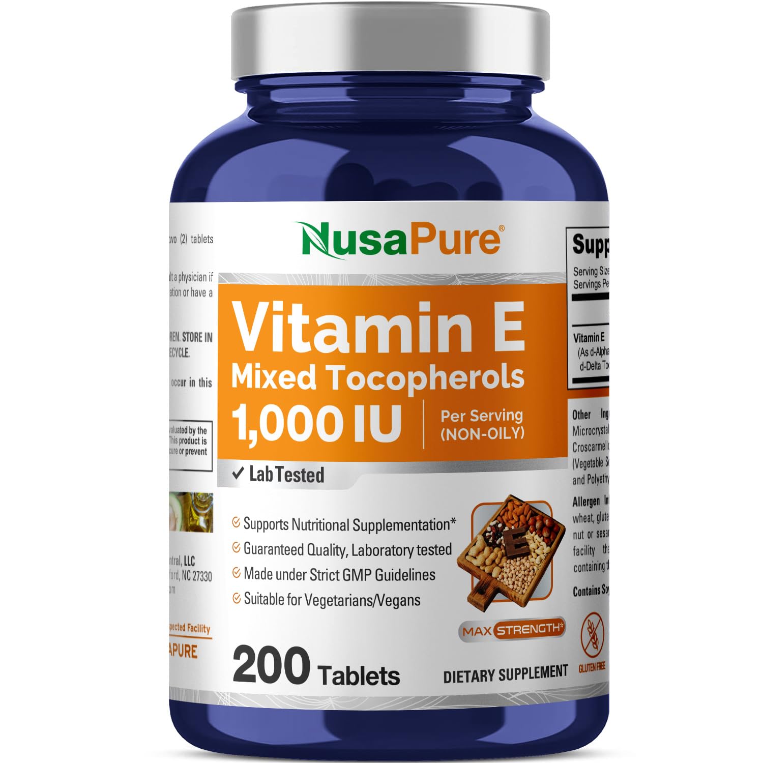 Foto 2 pulgar | Suplemento Nusapure Vitamina E 1000 Ui 200 Tabletas - Venta Internacional