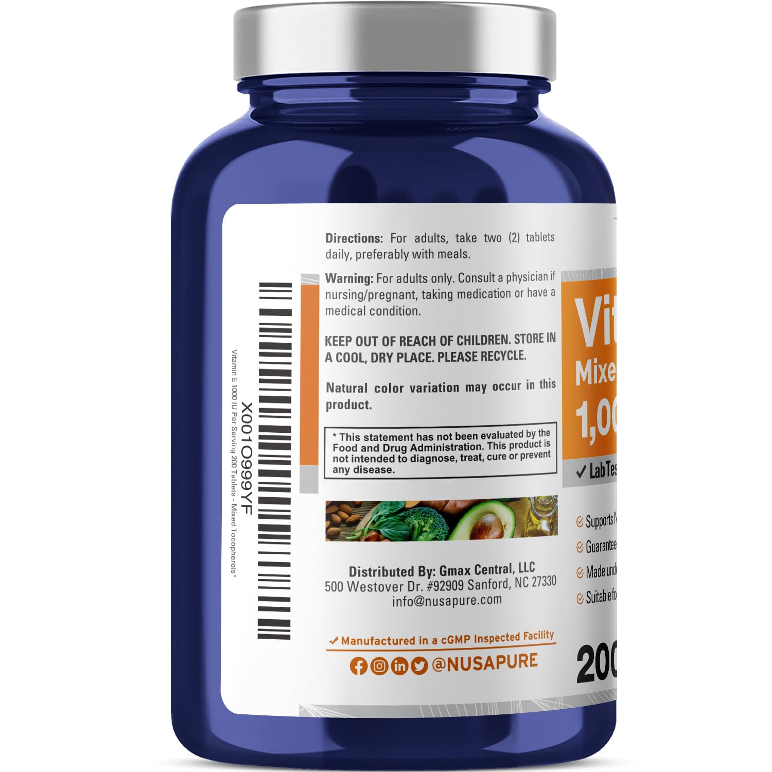 Foto 4 pulgar | Suplemento Nusapure Vitamina E 1000 Ui 200 Tabletas - Venta Internacional