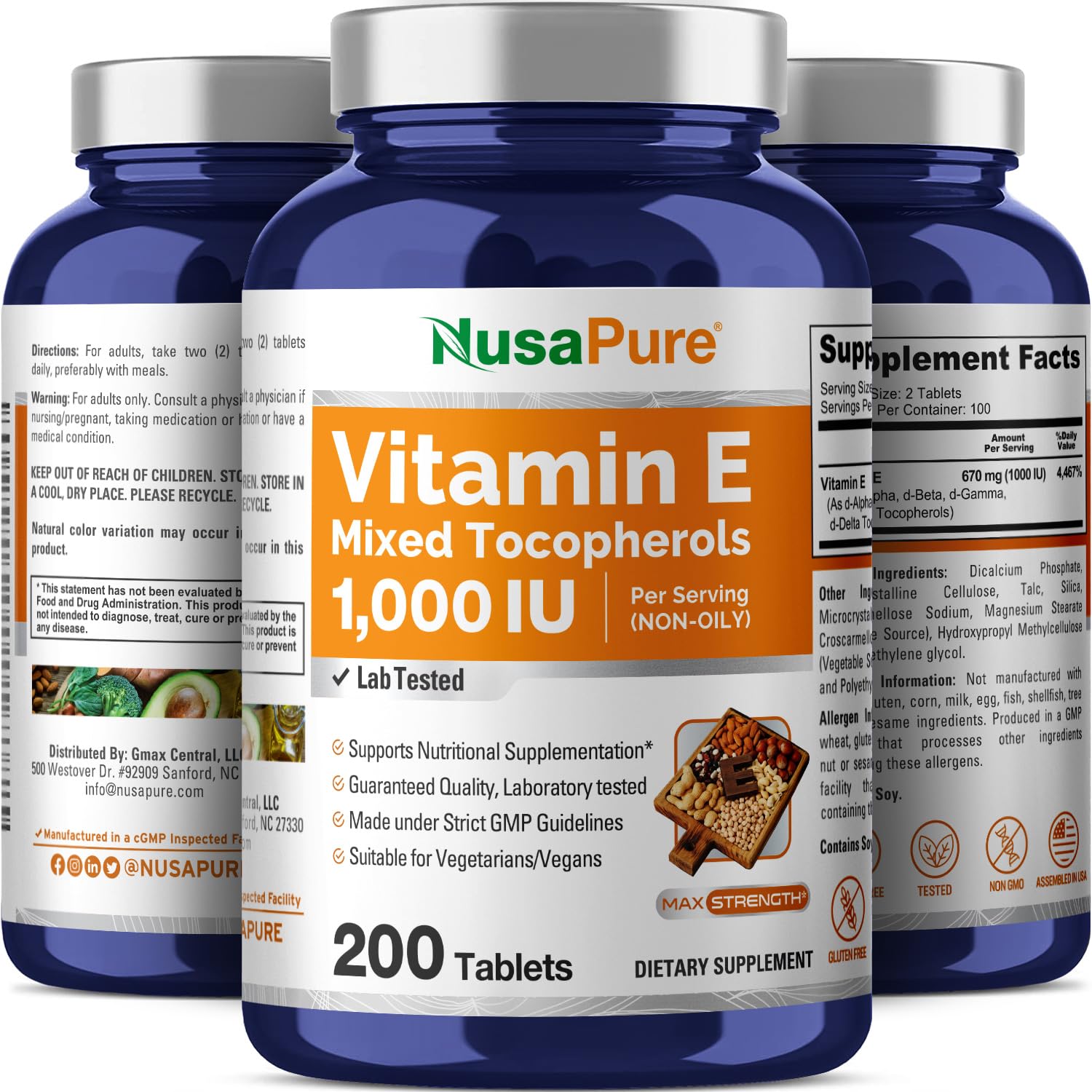 Foto 5 pulgar | Suplemento Nusapure Vitamina E 1000 Ui 200 Tabletas - Venta Internacional