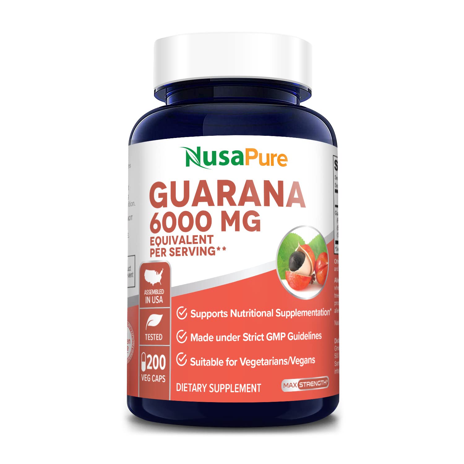 Suplemento Nusapure Extracto de Guaraná 200 Cápsulas - Venta Internacional