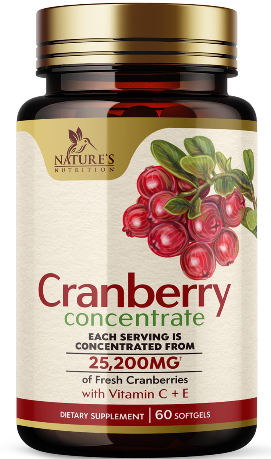 Suplemento de Extracto de Arándano Nature's Nutrition 25200 mg 60 Softgels - Venta Internacional