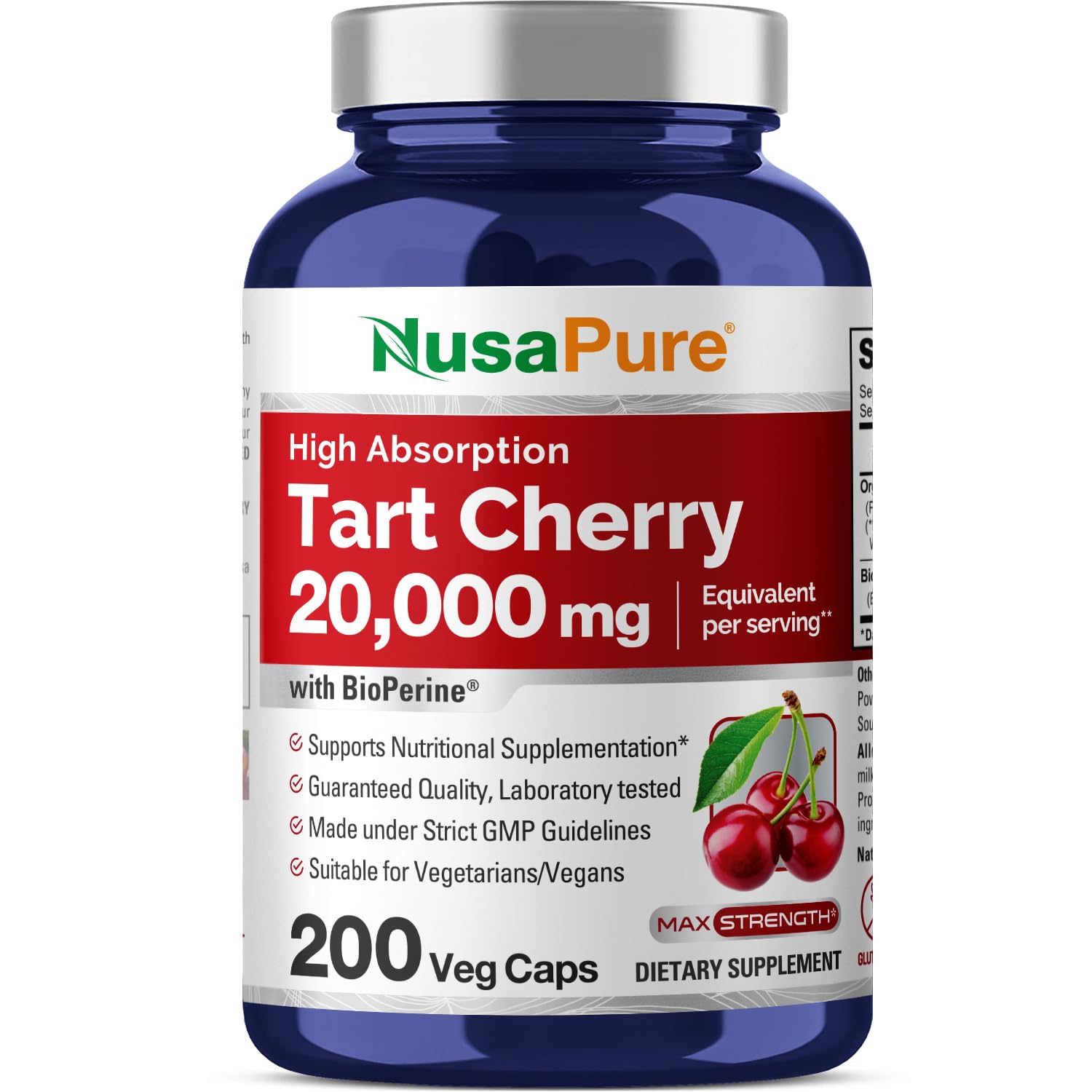 Foto 2 pulgar | Suplemento Nusapure Tart Cherry 200 Cápsulas Vegetarianas - Venta Internacional